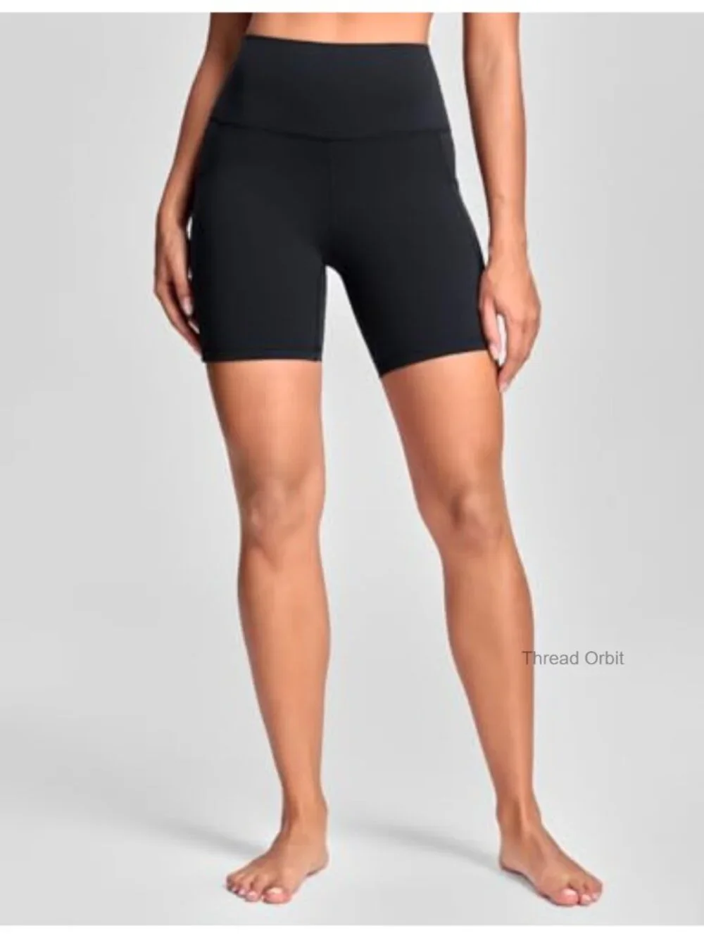 High Waisted Biker Shorts with Pockets Nylon Blend Tummy Control Workout Yoga